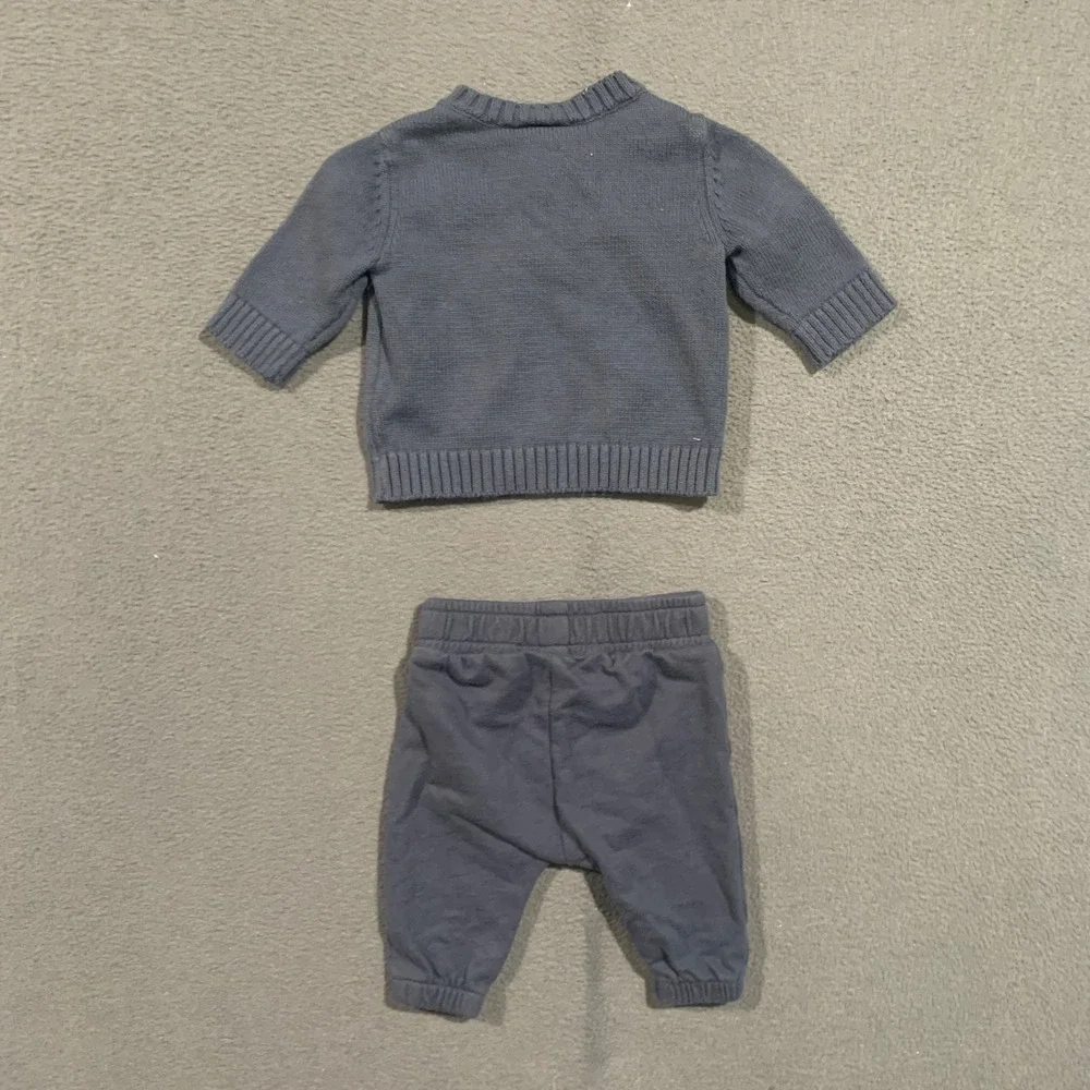 Carters Child of Mine Baby Boy Blue Fair Isle‎ Tree Sweater and Pants Set 0-3M